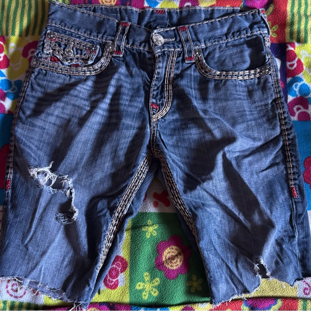 True Religion Blue Jean Shorts